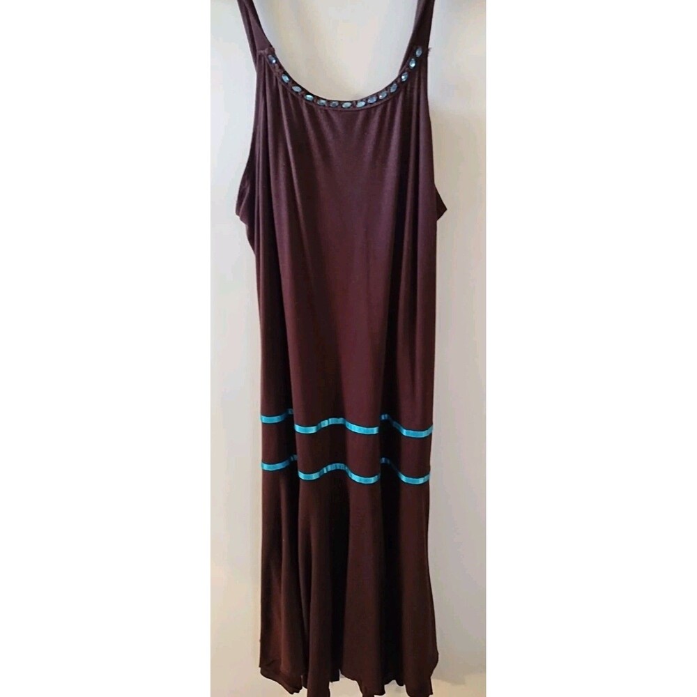 She's The One Brown With Blue Rhinestones Around The Neck Dress Clearance Sale